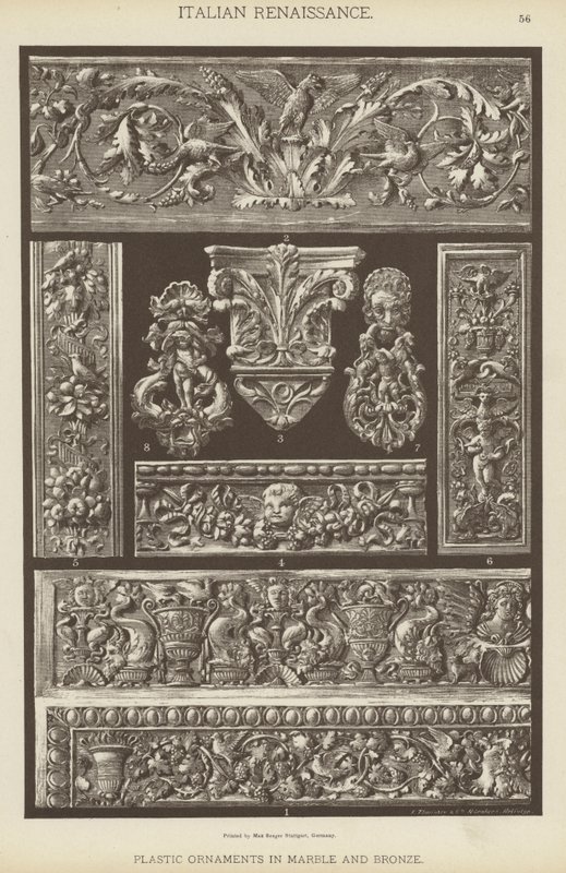 Renacimiento Italiano, Ornamentos Plásticos en Mármol y Bronce de German School