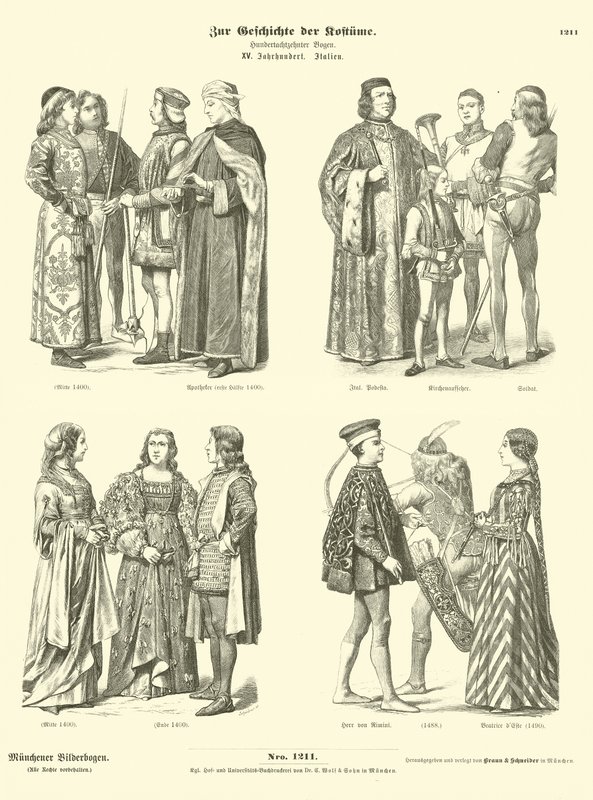 Trajes italianos, siglo XV de German School
