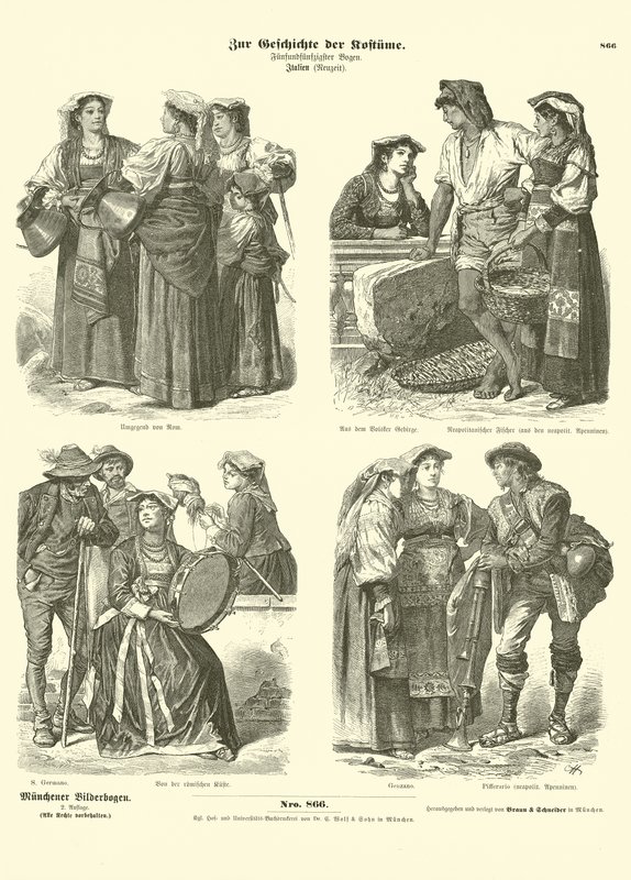 Trajes italianos, finales del siglo XIX de German School