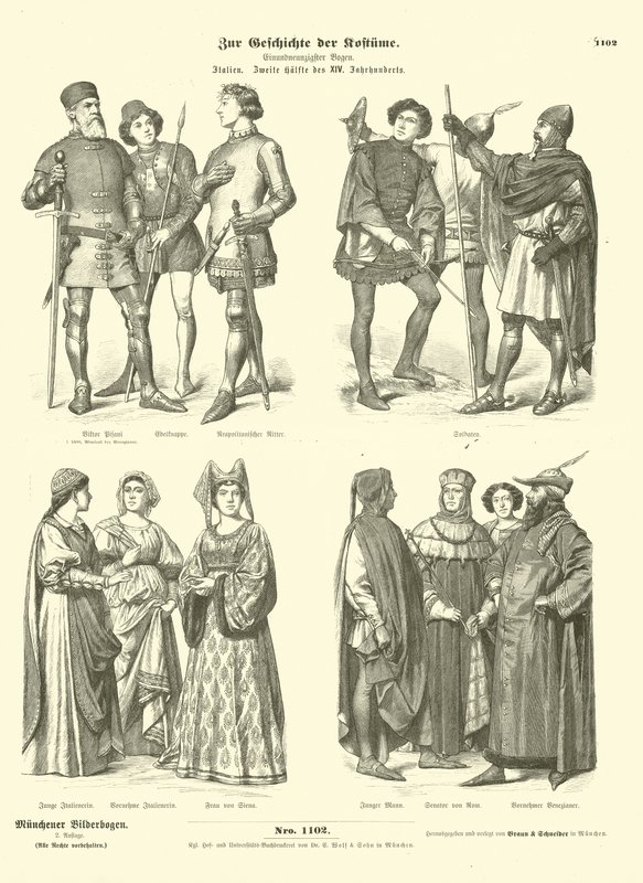 Trajes italianos, segunda mitad del siglo XIV de German School