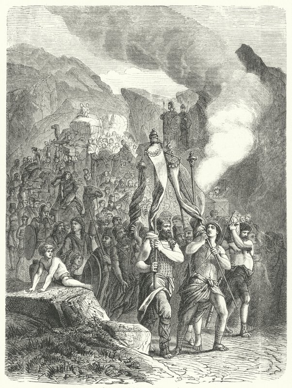 Josué liderando a los israelitas en la Tierra Prometida de German School