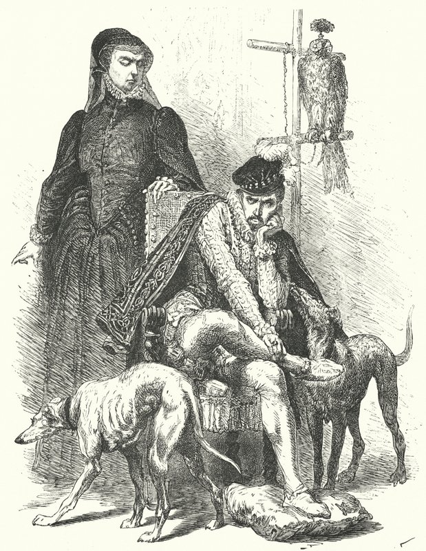 Rey Carlos IX de Francia y su madre, Catalina de Médici de German School