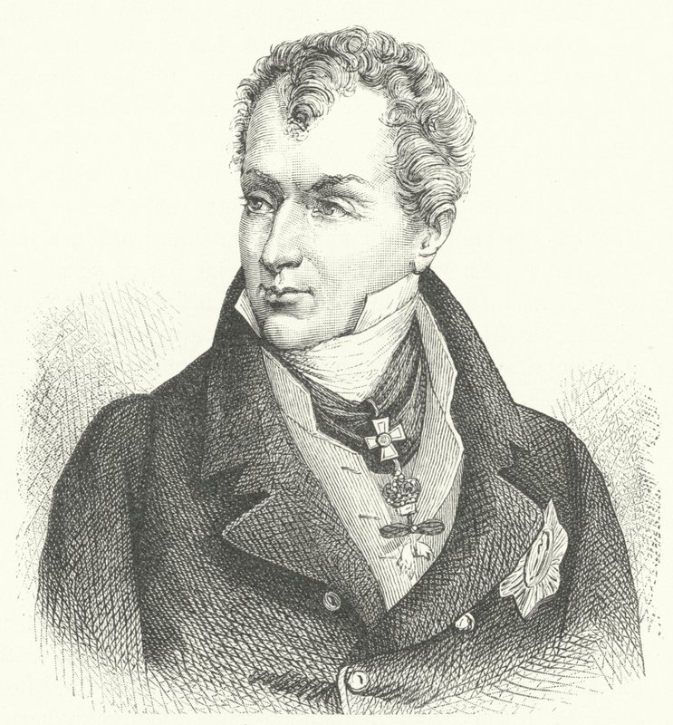 Klemens von Metternich, Príncipe de Metternich-Winneburg, diplomático y estadista alemán (grabado) de German School