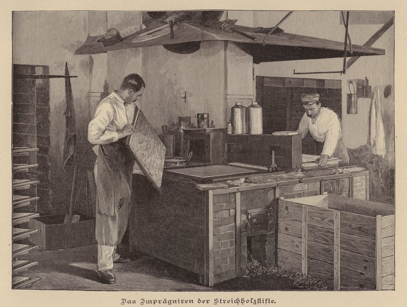 Fabricación de fósforos (grabado) de German School