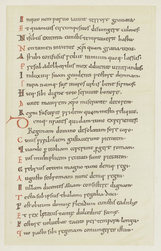 Manuscrito escrito por Hrotswitha de Gandersheim describiendo la fuga de la reina Adelheid de German School