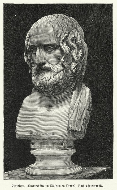 Busto de mármol de Eurípides, dramaturgo griego antiguo de German School