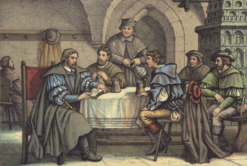Martín Lutero en conversación con estudiantes en el Gasthof der Baren, Jena de German School