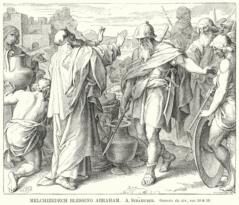 Melquisedec bendiciendo a Abraham, Génesis, cap. xiv, vers. 18 y 19 de German School