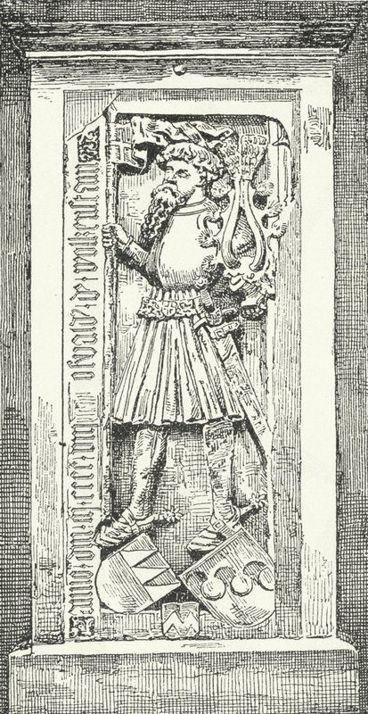 Piedra conmemorativa en la Catedral de Brixen del poeta y diplomático alemán Oswald von Wolkenstein de German School