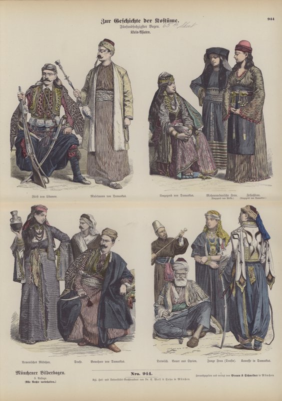 Trajes del Medio Oriente (grabado coloreado) de German School