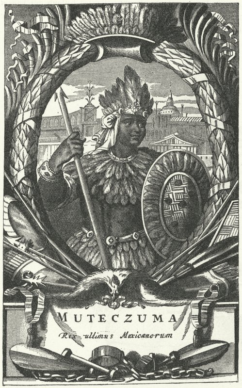 Moctezuma II, emperador azteca (grabado) de German School