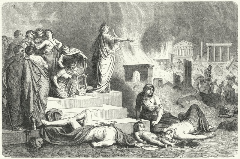 Nerón durante el Gran Incendio de Roma, 64 de German School