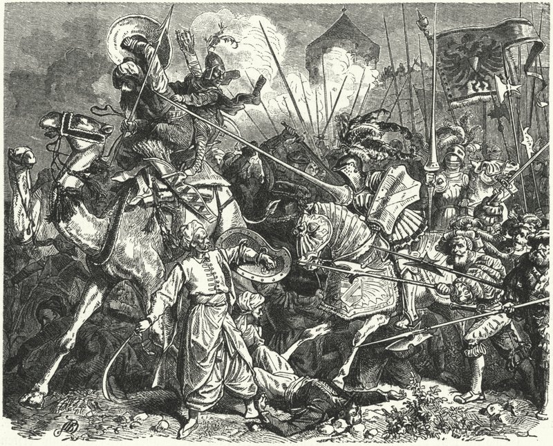 Nicolás, Conde de Salm, luchando contra los turcos en el Sitio de Viena de German School