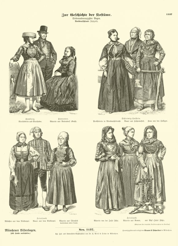 Trajes del norte de Alemania, finales del siglo XIX de German School