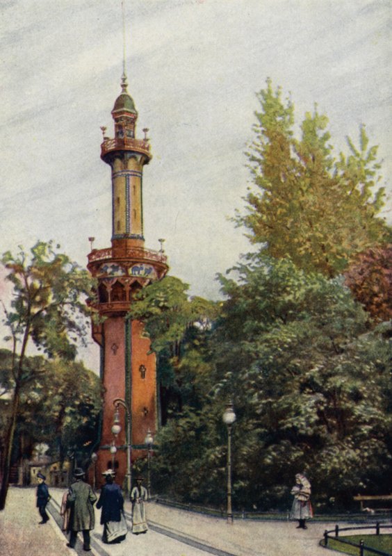 Torre de observación, Jardín Zoológico de Berlín, Alemania (litografia en color) de German School