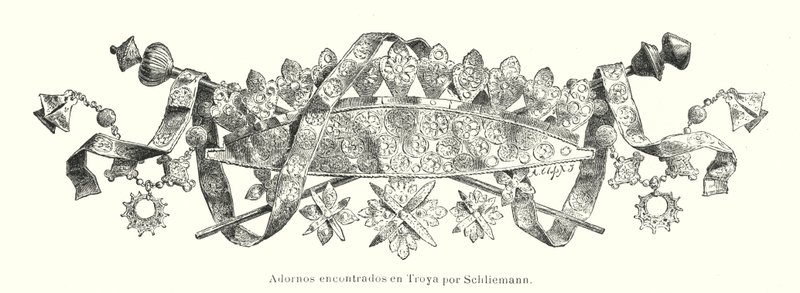 Ornamento encontrado por el arqueólogo alemán Heinrich Schliemann durante sus excavaciones en el sitio de la antigua Troya de German School