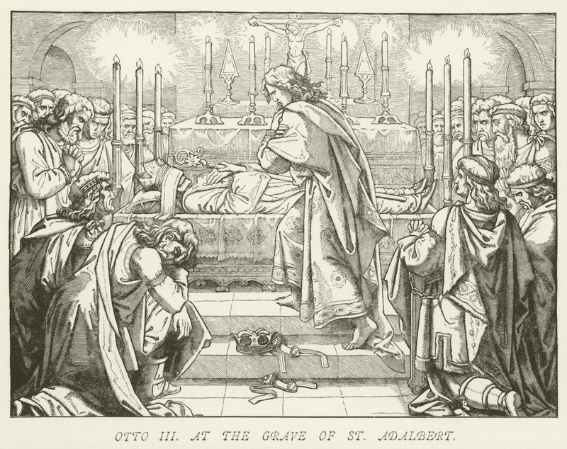 Otón III en la tumba de San Adalberto de German School