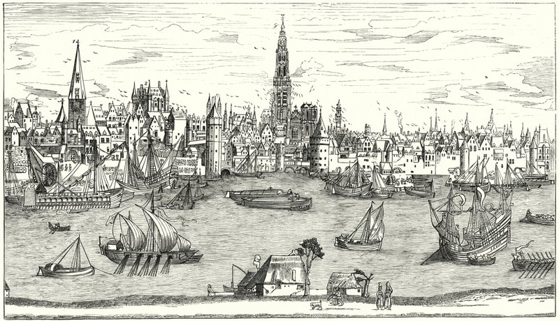 Panorama de Amberes a principios del siglo XVI de German School