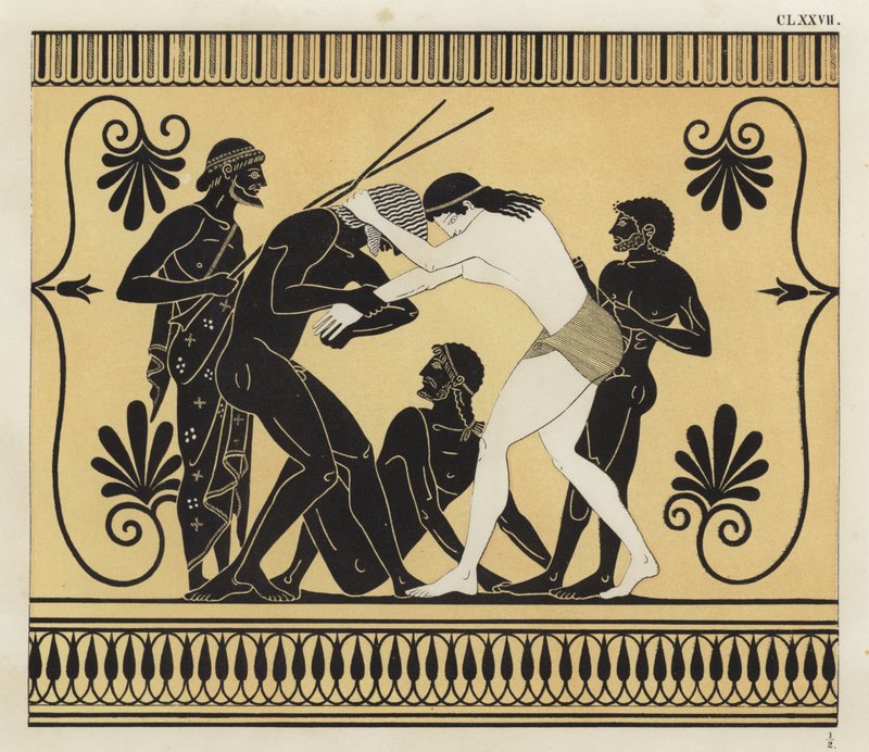 Peleo y Atalanta luchando de German School