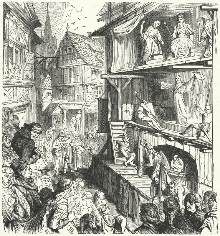 Representación de una Pasión en el siglo XVI (grabado) de German School