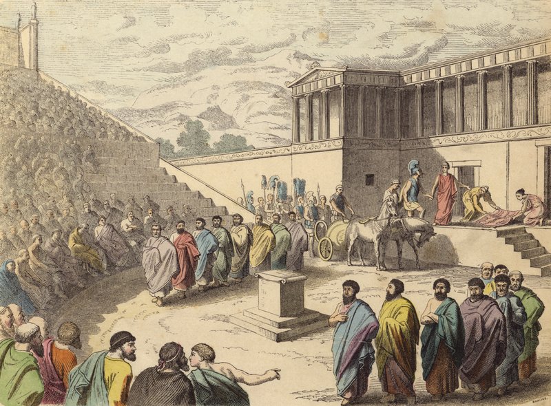 Representación de la obra Agamenón en un teatro de la Antigua Grecia de German School