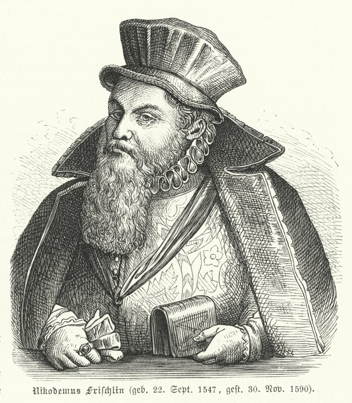Philipp Nicodemus Frischlin, poeta y dramaturgo alemán (grabado) de German School