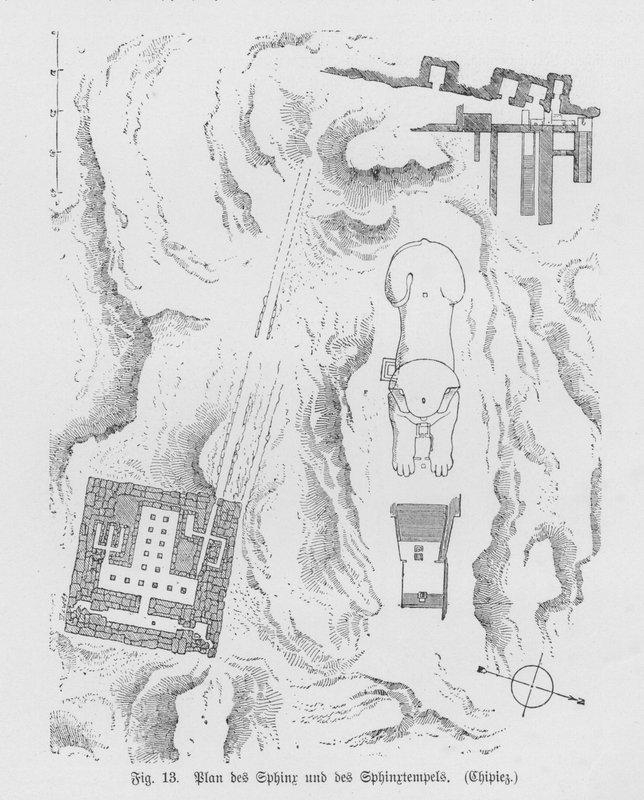 Plano de la Esfinge y el Templo de la Esfinge, Giza, Egipto de German School