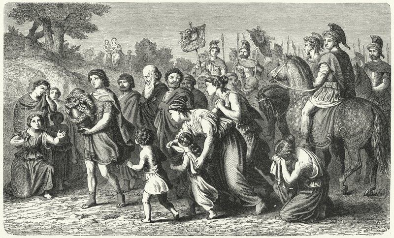 Polibio llevando las cenizas de Filopemen en solemne procesión a Megalópolis de German School