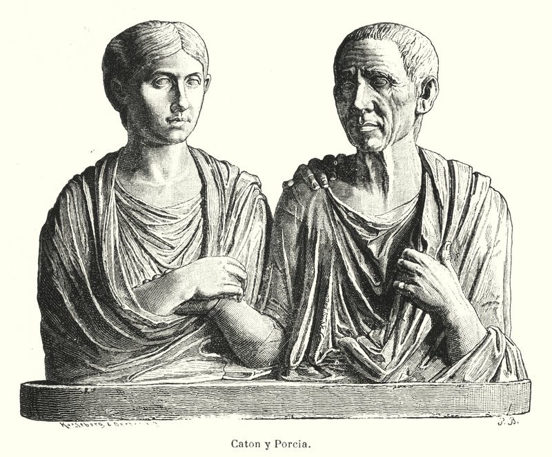 Porcia y Cato, lápida romana antigua de German School