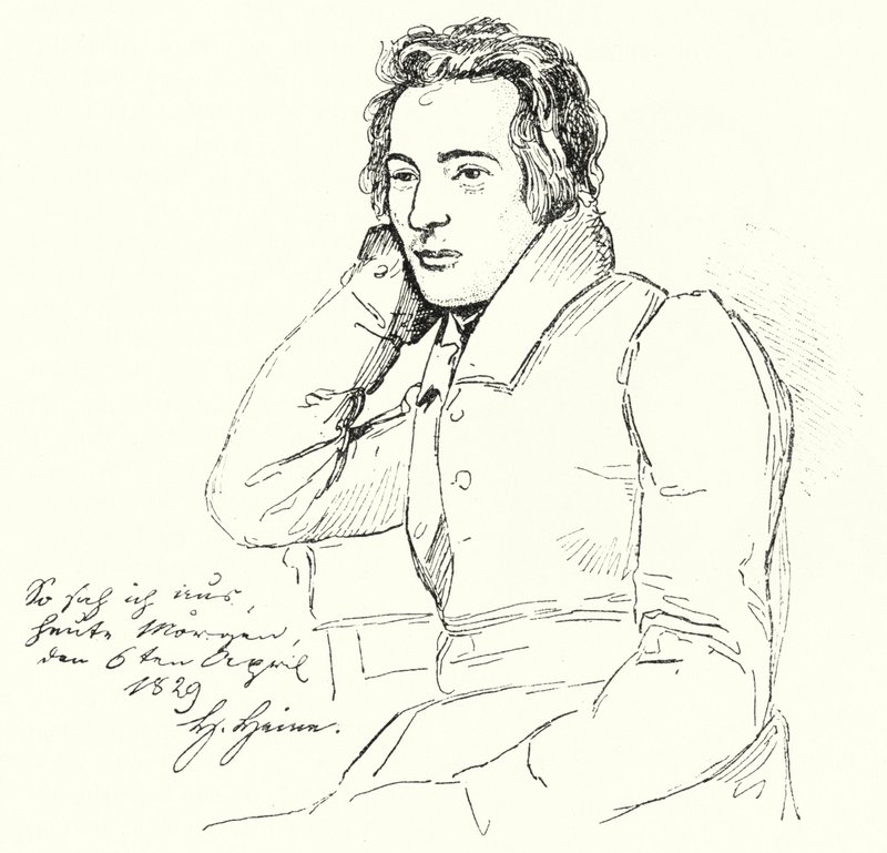 Retrato del poeta y escritor alemán Heinrich Heine de joven (grabado) de German School