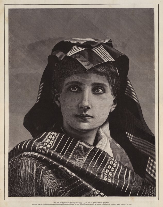 Retrato de una mujer, xilografía premiada en la Exposición de Artes y Oficios, Leipzig, Alemania de German School