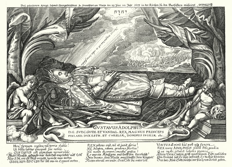 Retrato del rey muerto Gustavo Adolfo de Suecia de German School