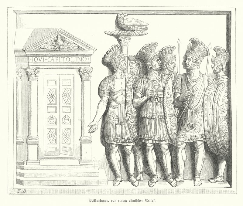 Guardias pretorianos, después de un relieve romano (grabado) de German School