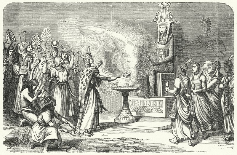 Sacerdotes realizando un sacrificio en el Antiguo Egipto de German School