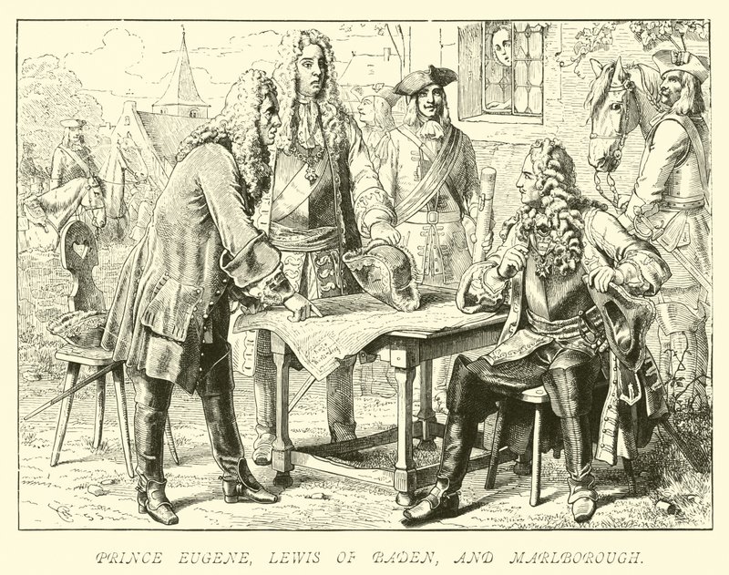 El príncipe Eugenio, Luis de Baden y Marlborough de German School
