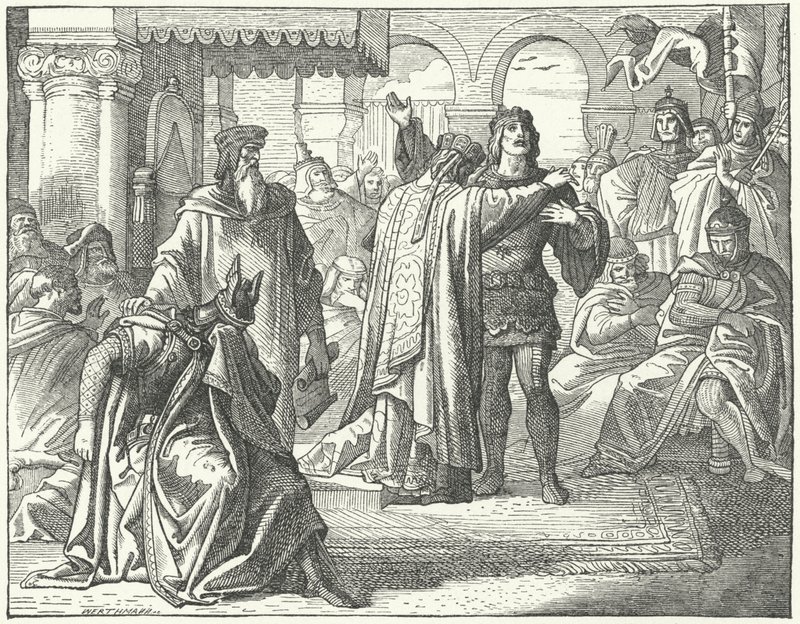 Reconciliación del Emperador del Sacro Imperio Romano Germánico Enrique VI y Ricardo Corazón de León de German School