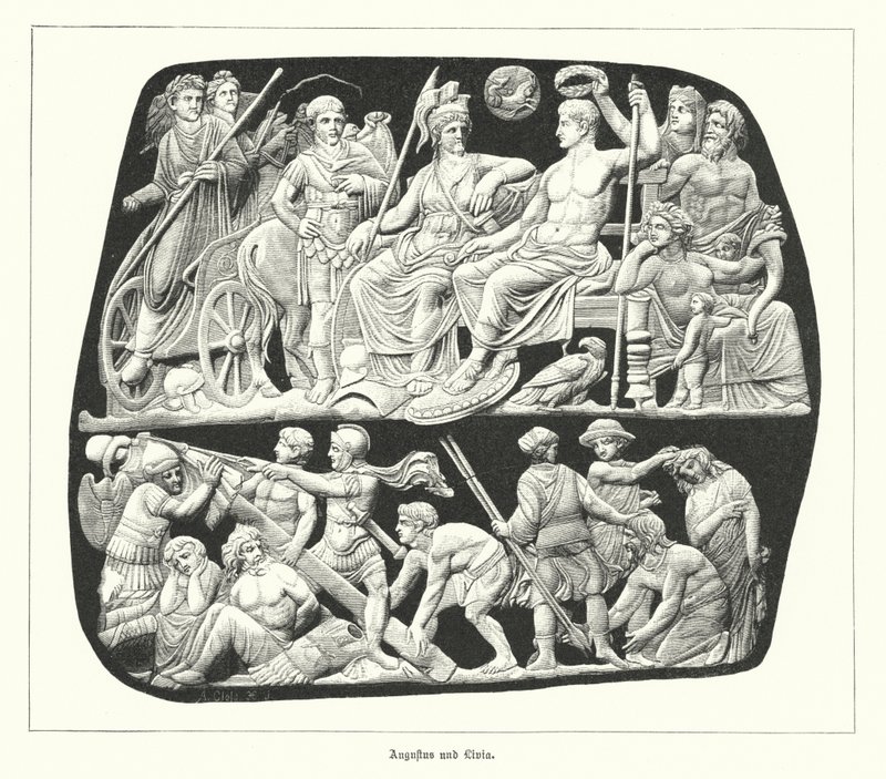 Emperador romano Augusto y su tercera esposa, Livia de German School