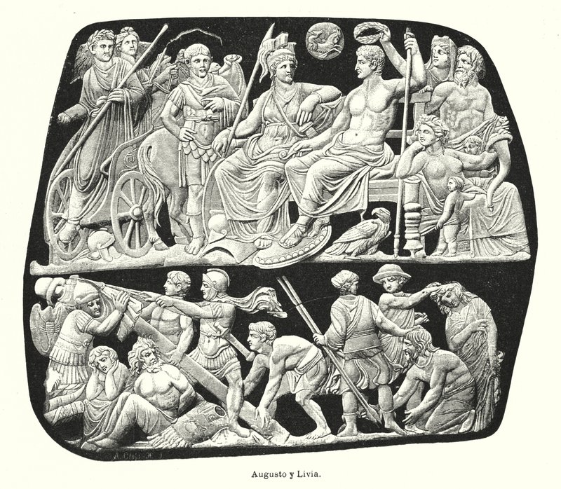 Emperador romano Augusto y su tercera esposa, Livia de German School