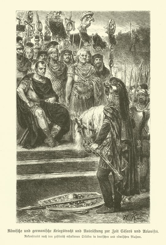 Armas y vestimenta militar romana y germánica de la época de Julio César y Ariovisto de German School