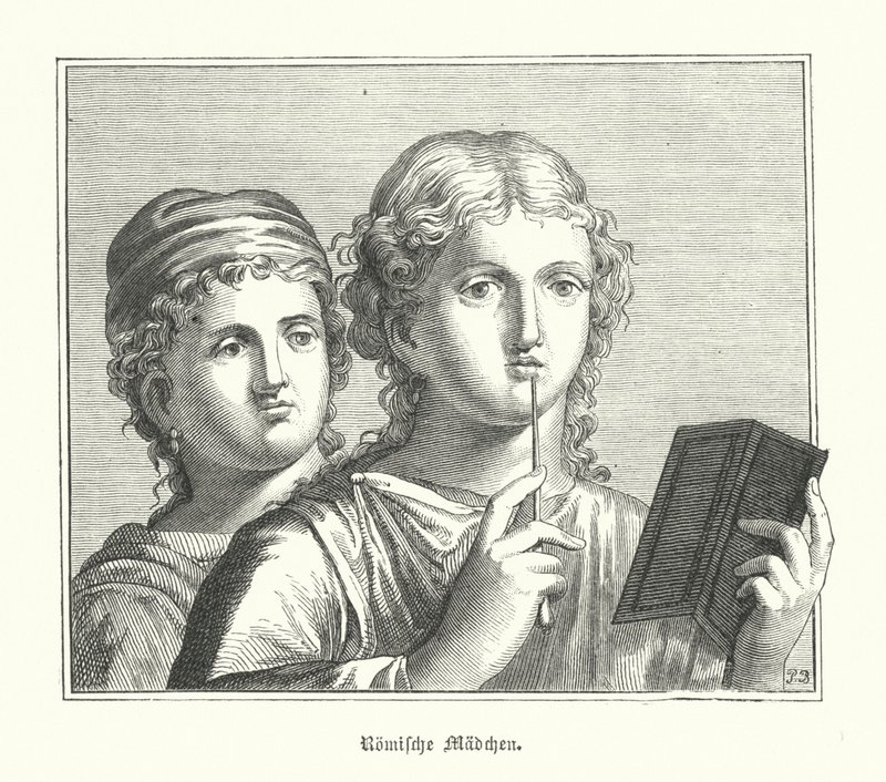 Niñas romanas (grabado) de German School