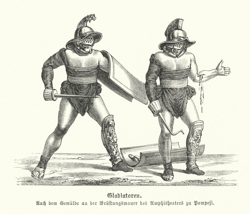Gladiadores romanos (grabado) de German School