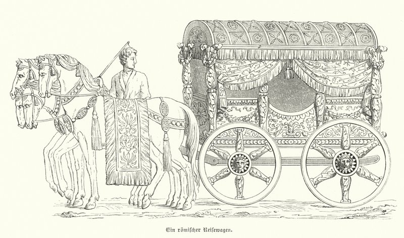 Carruaje romano tirado por caballos de German School