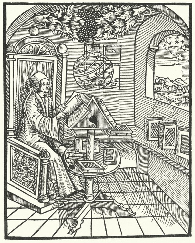 Interior de una habitación con un erudito trabajando, c1500 de German School