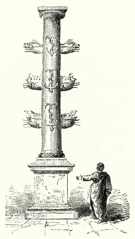 Columna rostral de Cayo Duilio, conmemorando la victoria naval romana sobre los cartagineses en la Batalla de Milas en 260 a.C. de German School