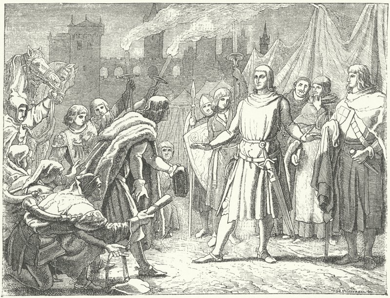 Rodolfo de Habsburgo, el recién elegido Rey de Alemania, saludado por la gente de Basilea de German School