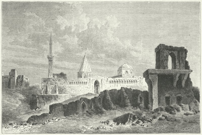 Ruinas del Palacio de los Selyúcidas en Konya, Turquía (grabado) de German School