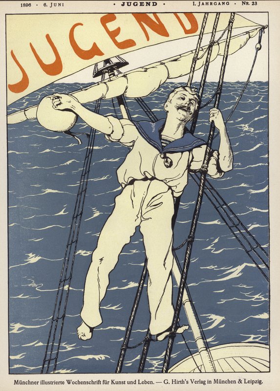 Marinero en el aparejo de un barco de German School