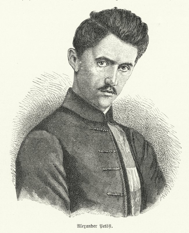 Sándor Petőfi, poeta húngaro (litografía) de German School