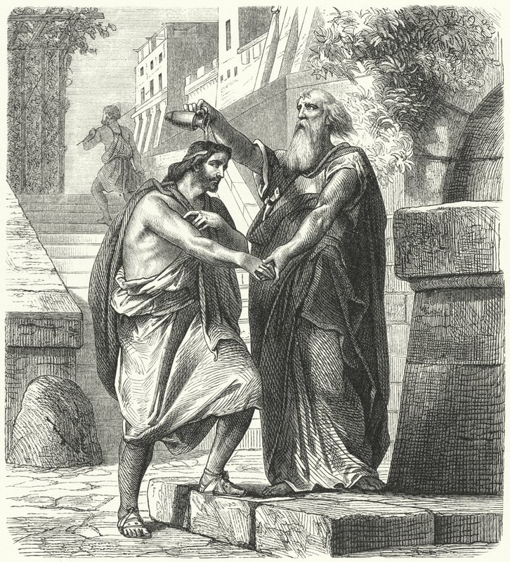 Saúl ungido rey de Israel por Samuel de German School
