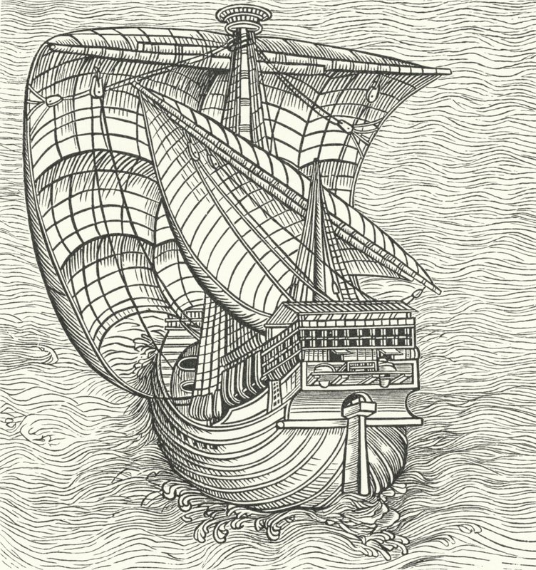 Barco de mar navegando con el viento de German School